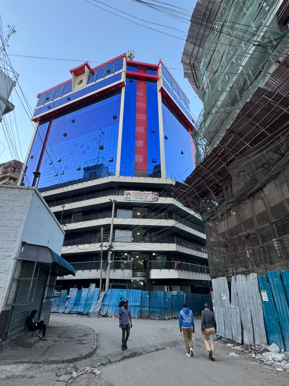 Structural steel frame under construction for a multi-storey building